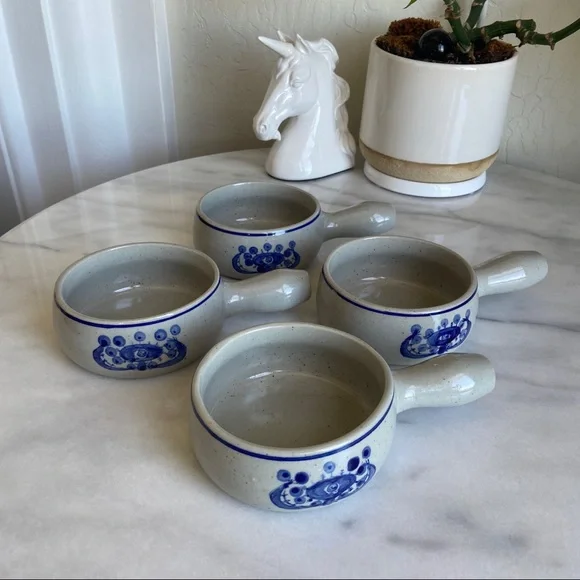 VINTAGE • 50s Ceramic Crocks Set of 4 Retro Kitchen European Midcentury Pottery - Picture 1 of 12